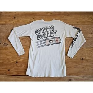 Coors Light Silver Bullet Beer Thermal Style Henley T-Shirt Sz L 1980s